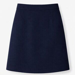 ModCloth Wool A Line Skirt Navy Dark Blue Career Workwear Zip Back Women Medium